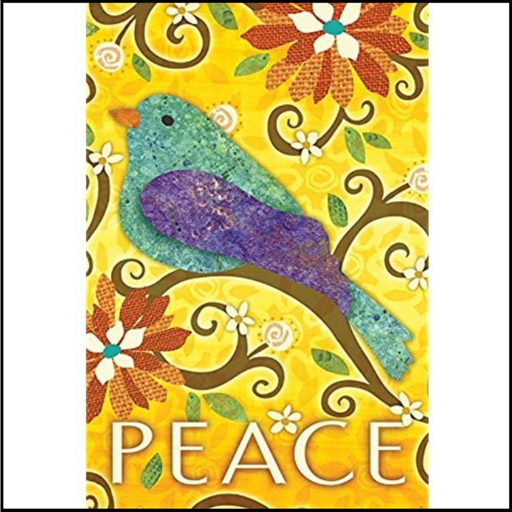 Garden Flag Bird of Peace 12.5x18 inch yellow flower decorative colorful cut out
